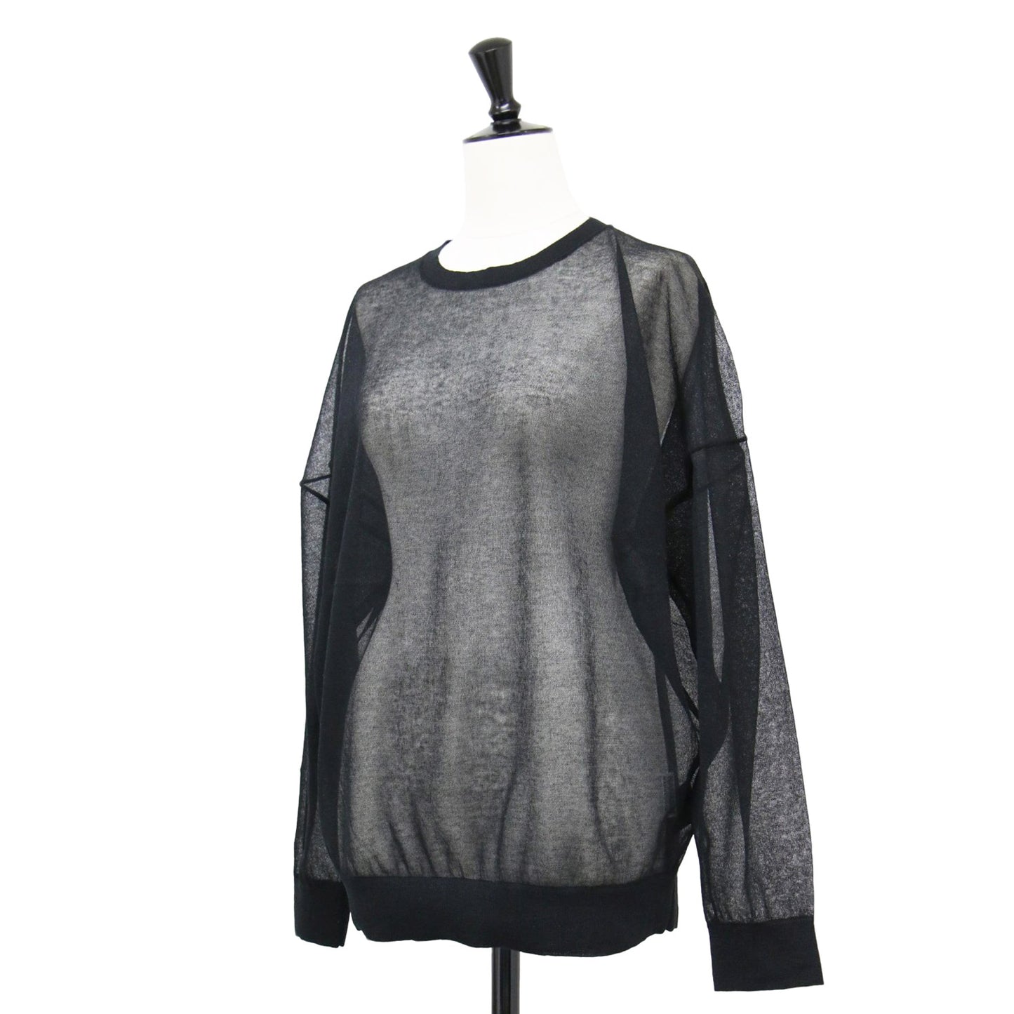 25春夏 シアー プルオーバー / ニット 長袖 ロングスリーブ クルーネック ワイド リブ