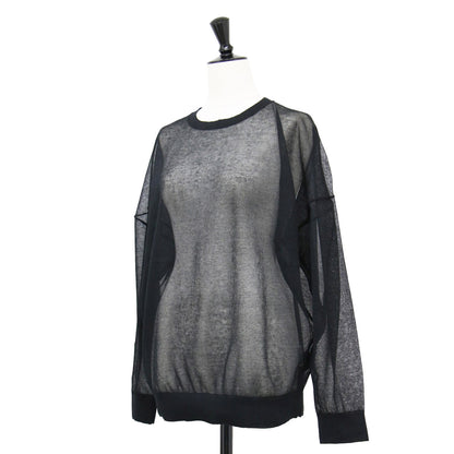 25春夏 シアー プルオーバー / ニット 長袖 ロングスリーブ クルーネック ワイド リブ