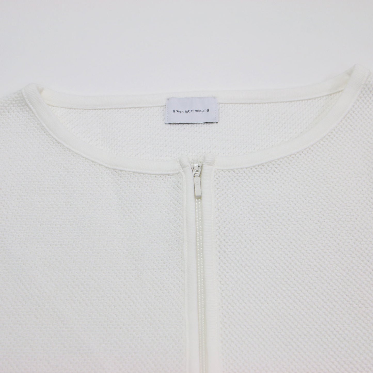 24春夏 メッシュ ジップ カーディガン / プルオーバー 長袖 ショート丈 クルーネック コンパクト ニットライク