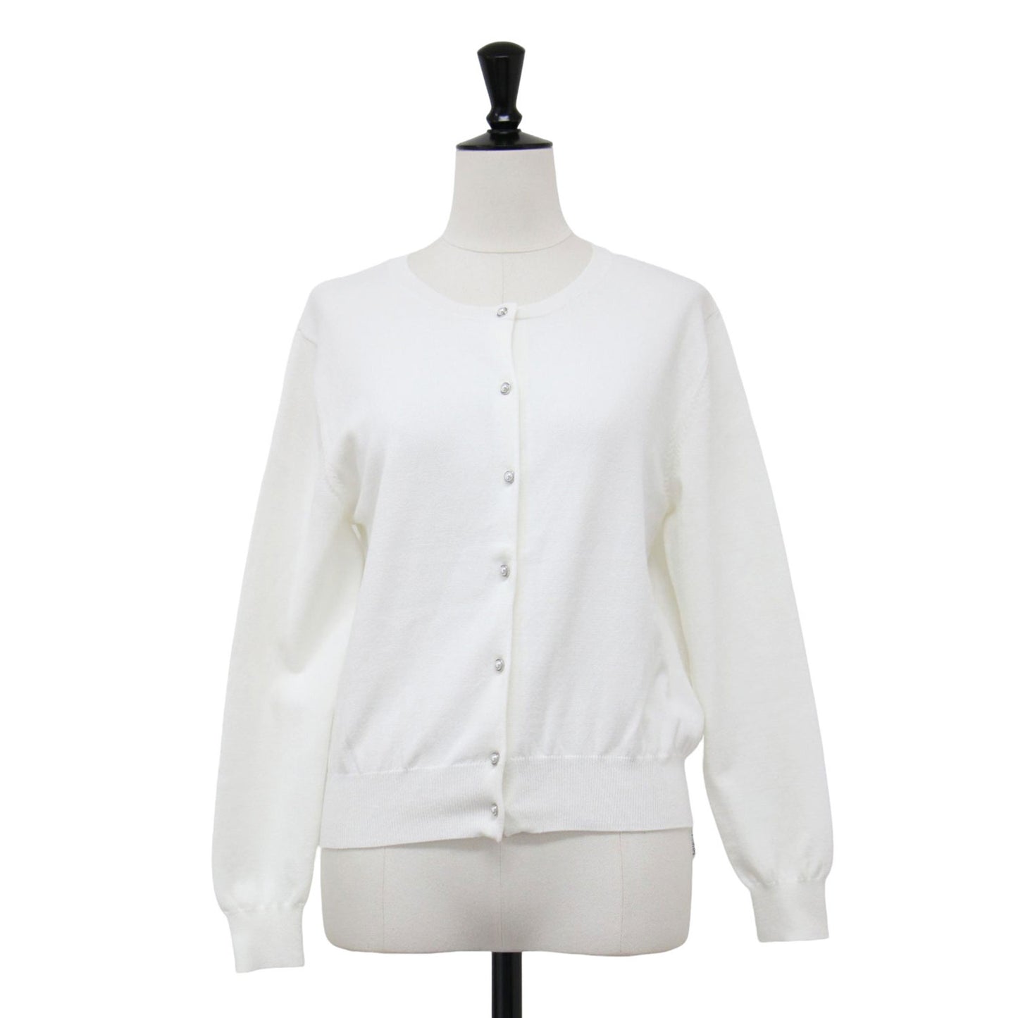 パールボタン ロングスリーブ カーディガン / ニット クルーネック コンパクトシルエット