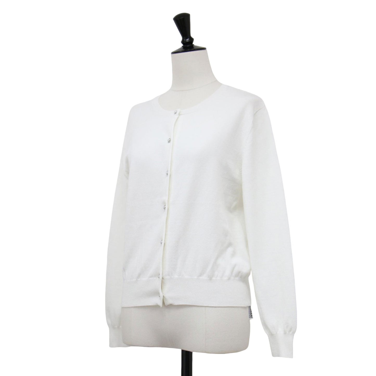 パールボタン ロングスリーブ カーディガン / ニット クルーネック コンパクトシルエット