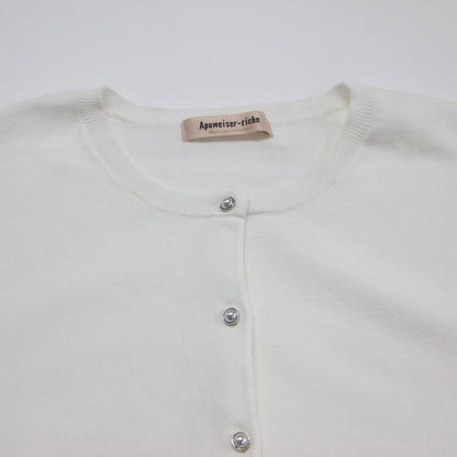 パールボタン ロングスリーブ カーディガン / ニット クルーネック コンパクトシルエット