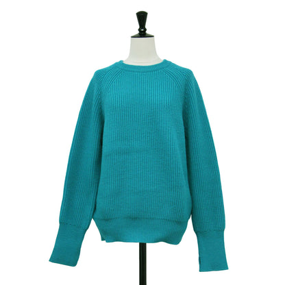 22秋冬 フレンチウール クルーネック プルオーバーニット / 畔編み 長袖 ラグランスリーブ