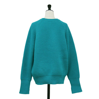 22秋冬 フレンチウール クルーネック プルオーバーニット / 畔編み 長袖 ラグランスリーブ