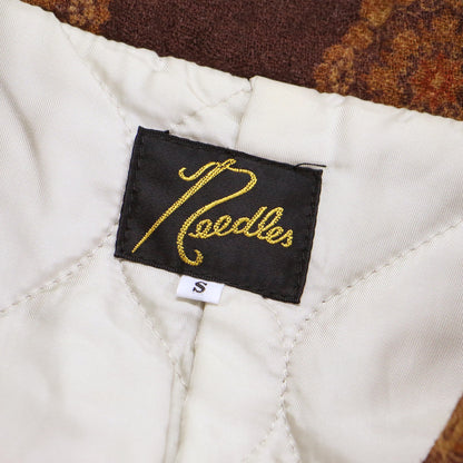 総柄 ショールカラー コート / ジャケット ミディ丈 キルティング ボックスシルエット ウール