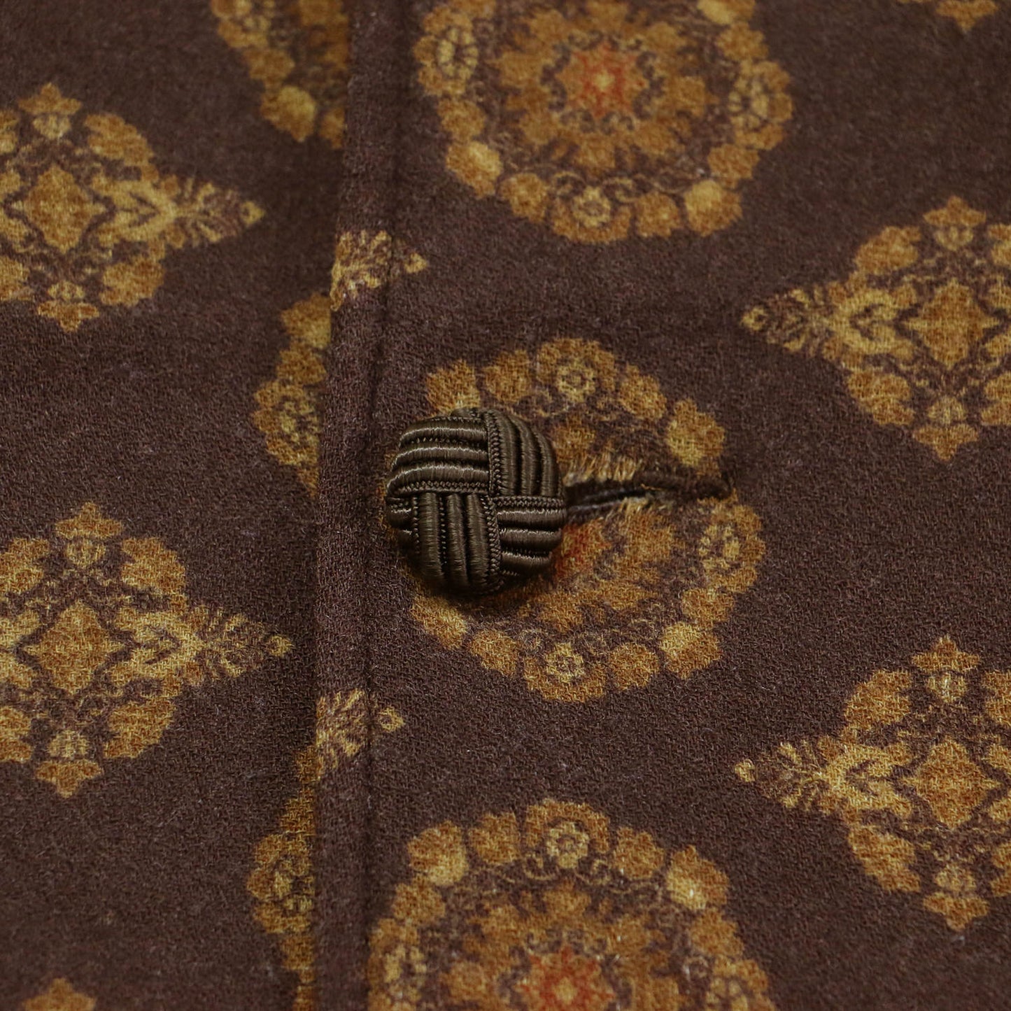 総柄 ショールカラー コート / ジャケット ミディ丈 キルティング ボックスシルエット ウール