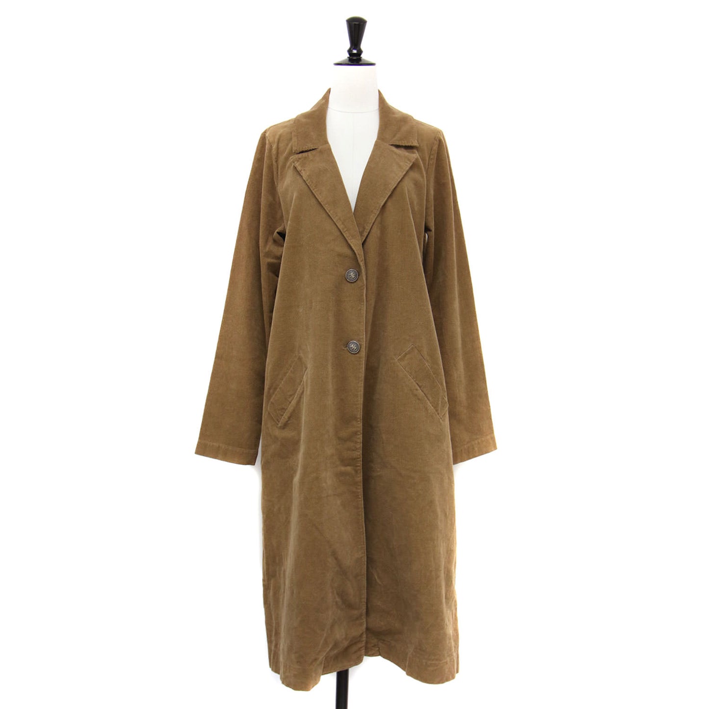 コーデュロイ テーラード ロングコート / ジャケット 長袖 Aライン メタルボタン ワイド コットン