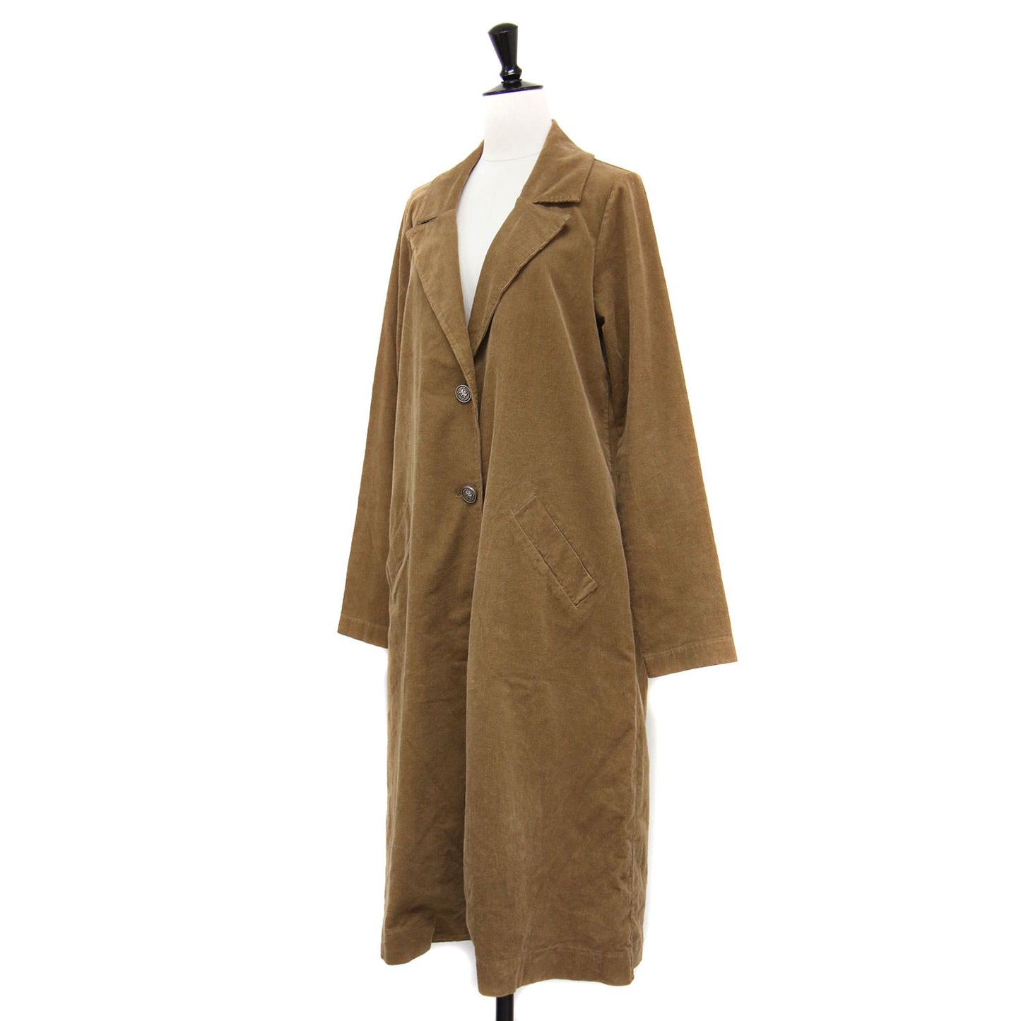 コーデュロイ テーラード ロングコート / ジャケット 長袖 Aライン メタルボタン ワイド コットン