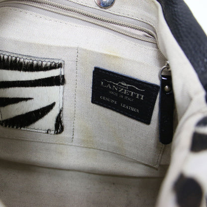 ゼブラ ハラコ トートバッグ / ハンドバッグ 肩掛け レザー 本革