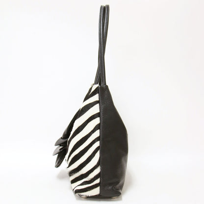 ゼブラ ハラコ トートバッグ / ハンドバッグ 肩掛け レザー 本革