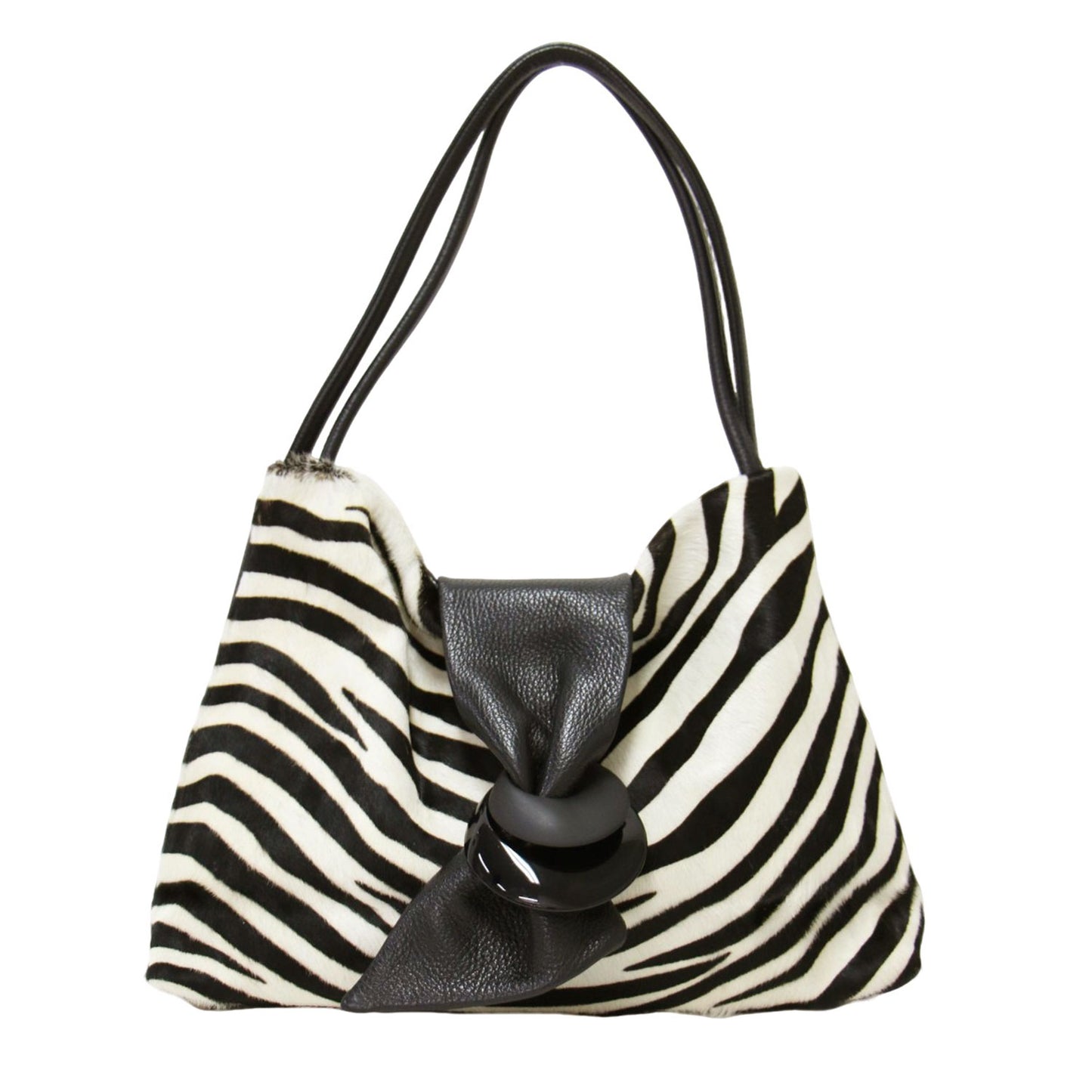 ゼブラ ハラコ トートバッグ / ハンドバッグ 肩掛け レザー 本革