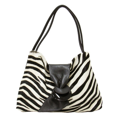ゼブラ ハラコ トートバッグ / ハンドバッグ 肩掛け レザー 本革