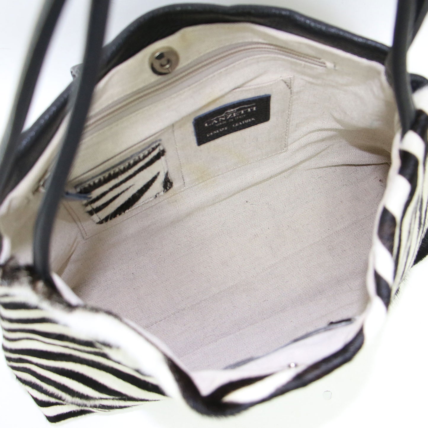 ゼブラ ハラコ トートバッグ / ハンドバッグ 肩掛け レザー 本革