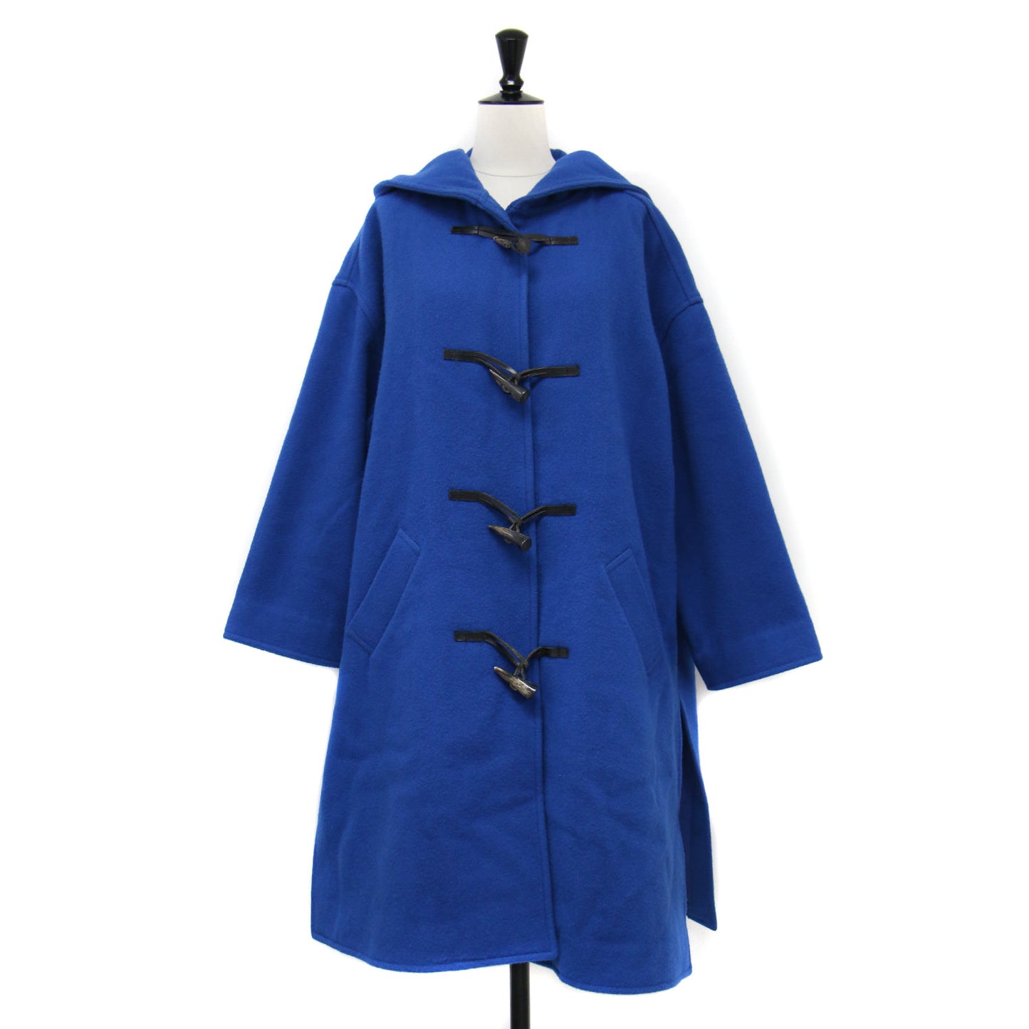 ボックスシルエット ダッフルコート / 長袖 ロング丈 フード スリット ドロップショルダー