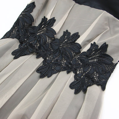 25春夏 グラッセ レース フレア ノースリーブ ドレス / ワンピース 膝丈 刺繍 シアー バイカラー オーガンジー サテン