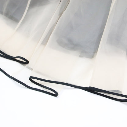 25春夏 グラッセ レース フレア ノースリーブ ドレス / ワンピース 膝丈 刺繍 シアー バイカラー オーガンジー サテン