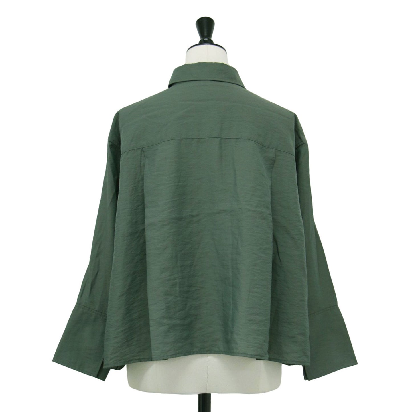 24秋冬 シアー タンブラー シャツ / ブラウス 長袖 クロップド丈 Aライン フレア 接触冷感