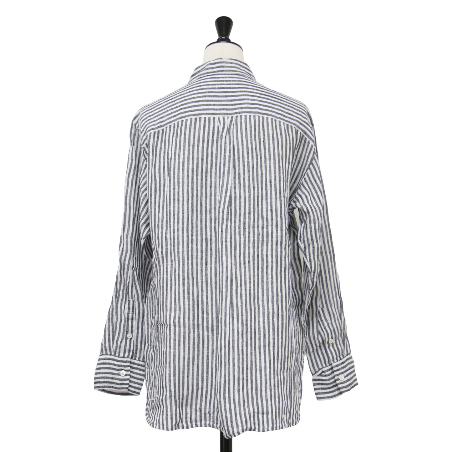 22春夏 ストライプ ベーシックシャツ / LIBECO ブラウス 長袖 オーバーサイズ リネン