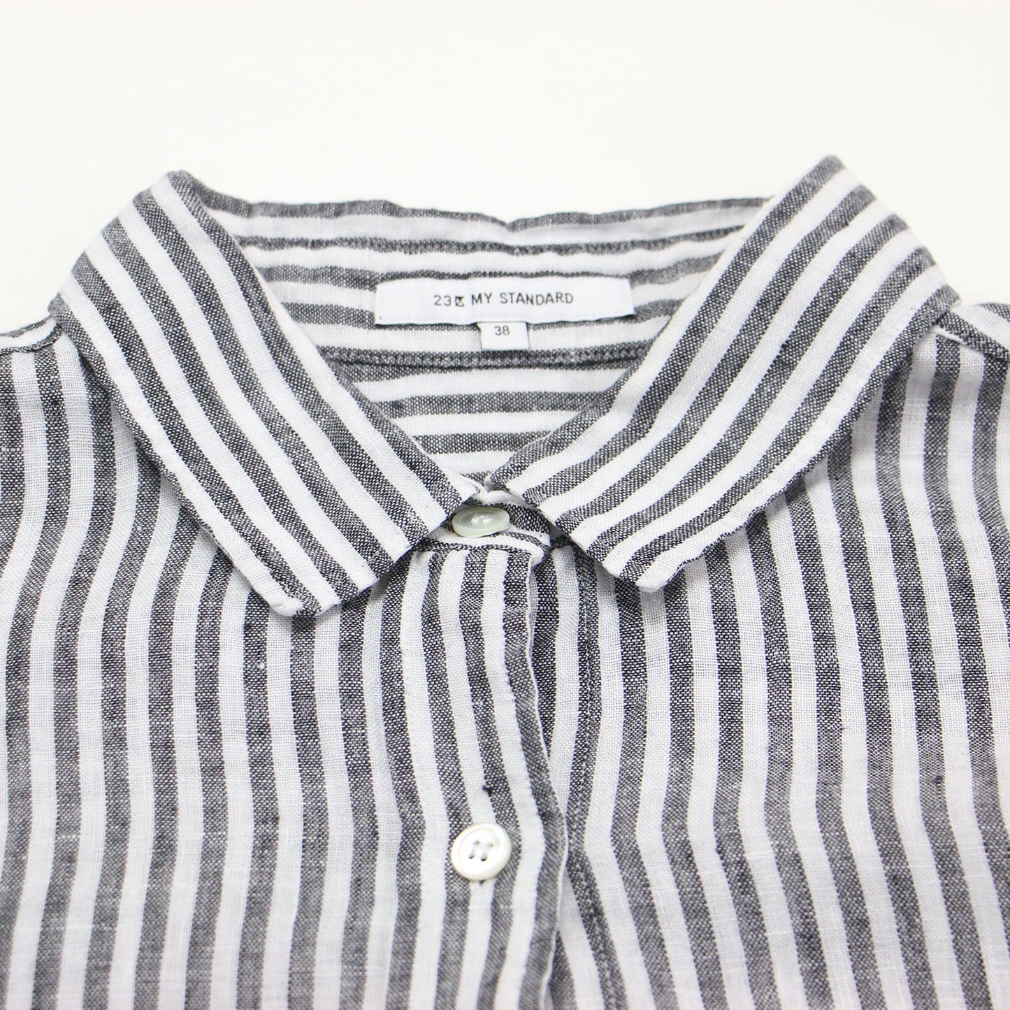 22春夏 ストライプ ベーシックシャツ / LIBECO ブラウス 長袖 オーバーサイズ リネン