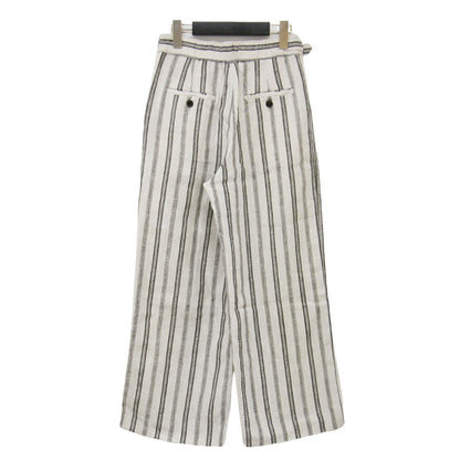 24春夏 リネン ストライプ ワイド パンツ / グルカパンツ フルレングス ウエストベルト
