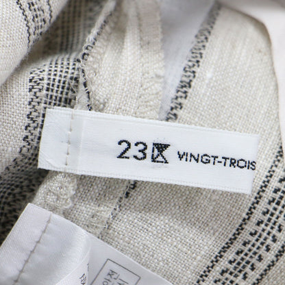 24春夏 リネン ストライプ ワイド パンツ / グルカパンツ フルレングス ウエストベルト