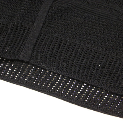 24春夏 レーシーパターン ロングジレ ニット / ベスト ロング丈 かぎ編み スリット コットン