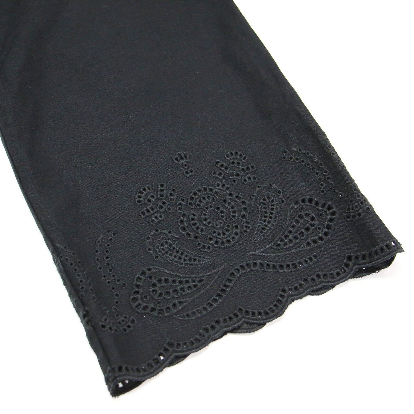 24春夏 リネン エンブロイダリー ワイドパンツ / フルレングス フレア ストレート タック コットン