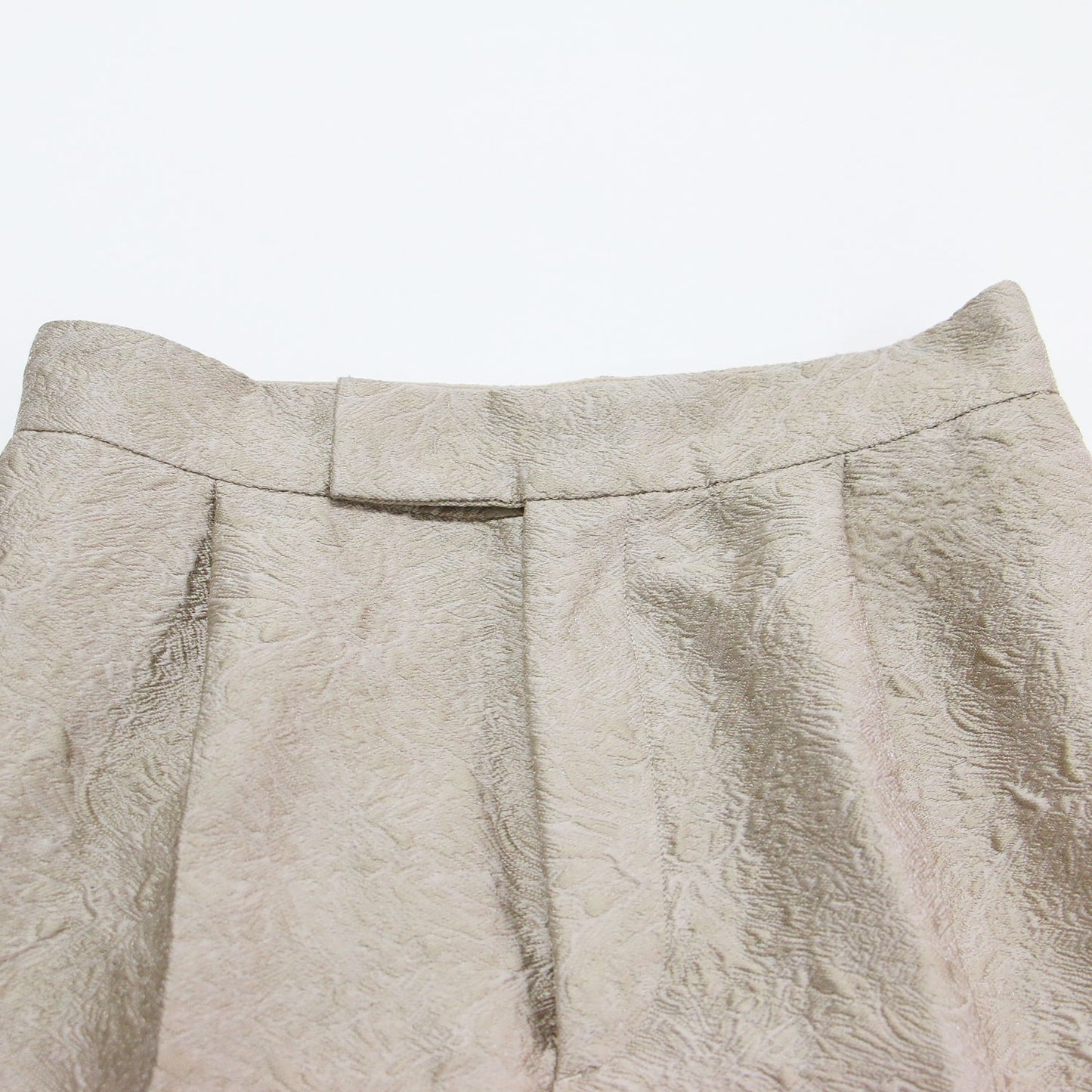 25春夏 シャイニー ジャカード パンツ / テーパード ハイウエスト センタープレス タック