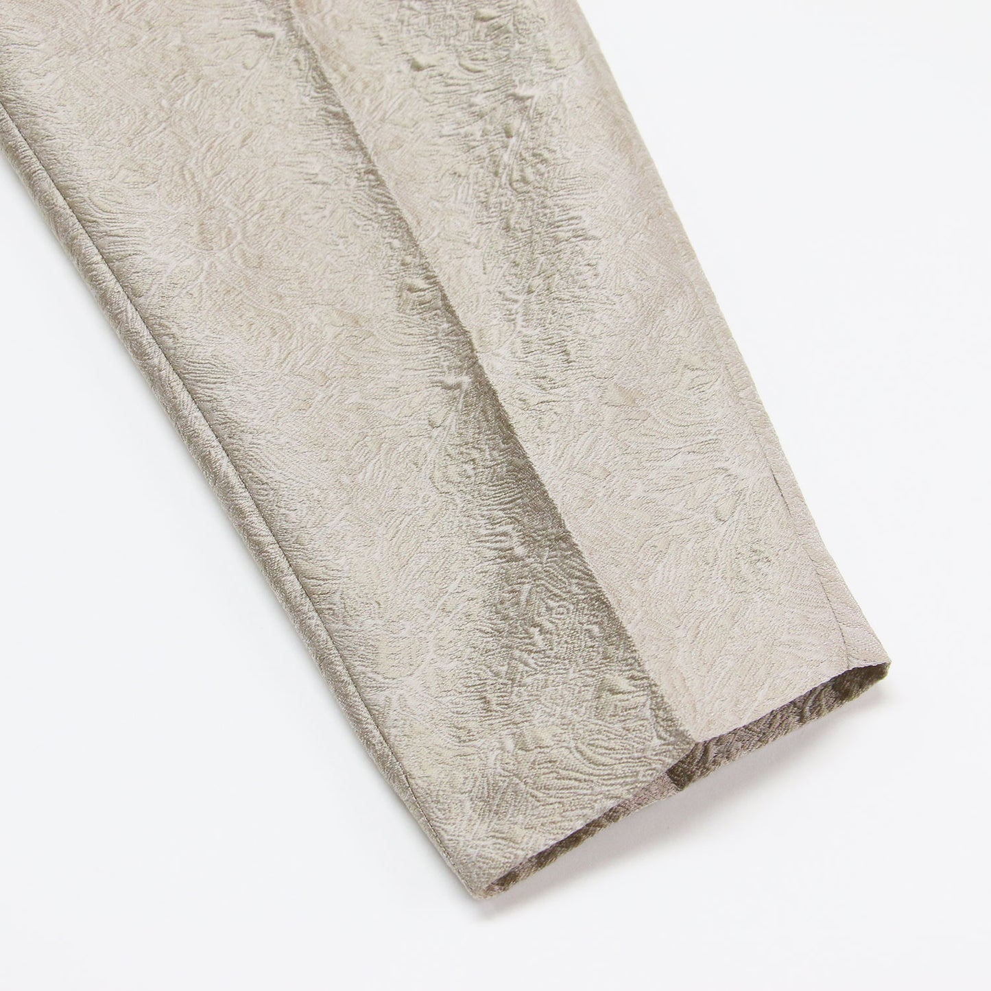 25春夏 シャイニー ジャカード パンツ / テーパード ハイウエスト センタープレス タック