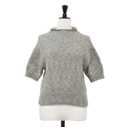 24秋冬 ラメ ニット プルオーバー / 7分袖 ハイネック コンパクト コットン ウール アルパカ