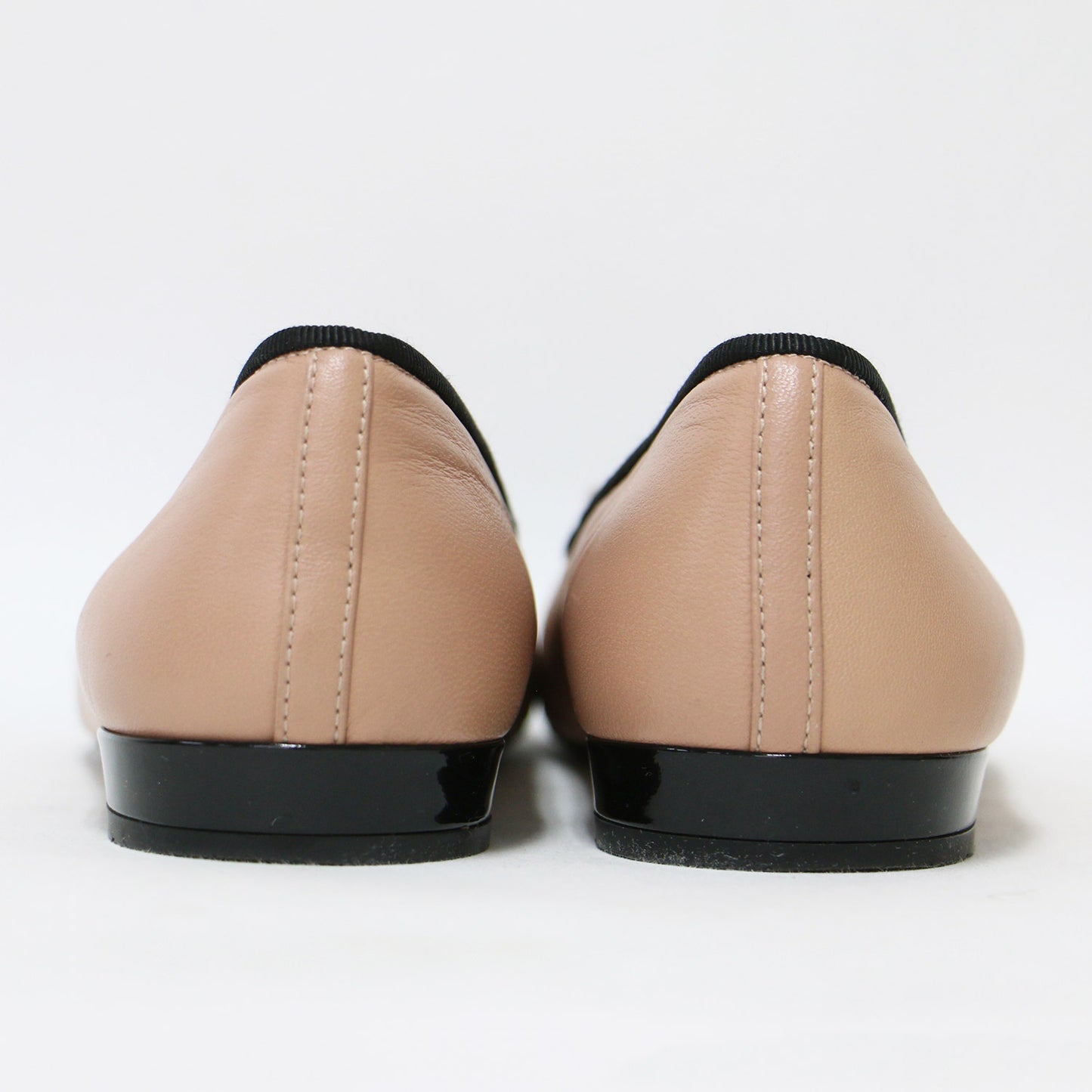 バイカラー リボン バレエシューズ / パンプス ラウンドトゥ フラット ロゴ レザー