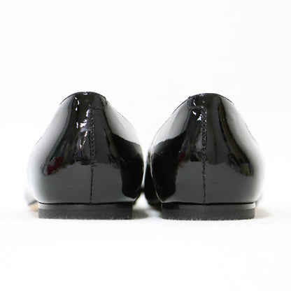 ロゴ パールモチーフ ポインテッドトゥ エナメル パンプス / MELODY FLAT バレエシューズ フラット フリル 牛革