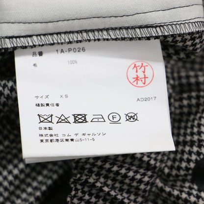 千鳥柄 ドット フレア ハーフパンツ / ワイドパンツ ミディ丈 タック ウエストゴム ウール