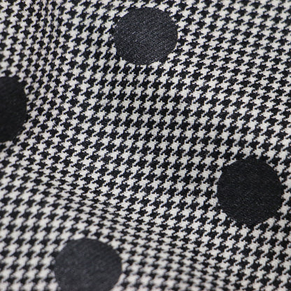 千鳥柄 ドット フレア ハーフパンツ / ワイドパンツ ミディ丈 タック ウエストゴム ウール