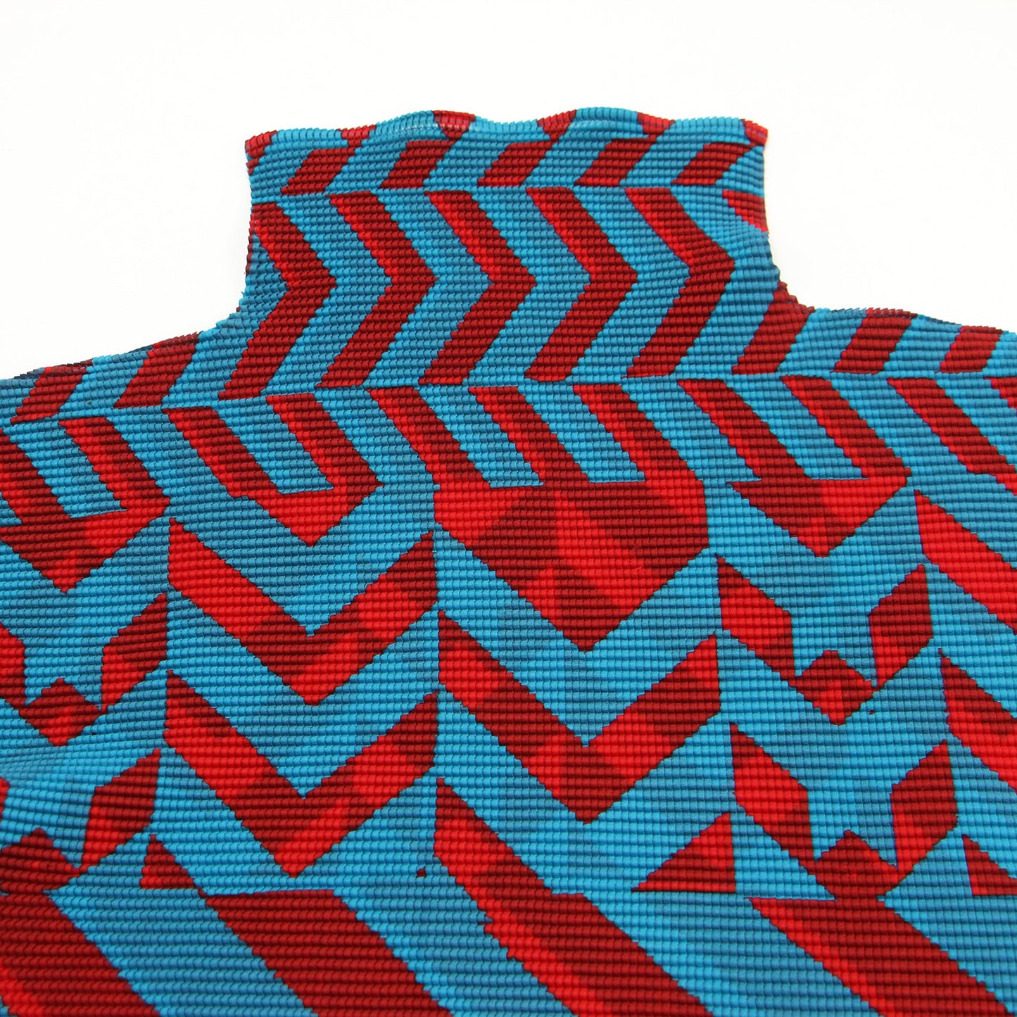 総柄 タートルネック カットソー / プルオーバー 半袖 コンパクト ストレッチ