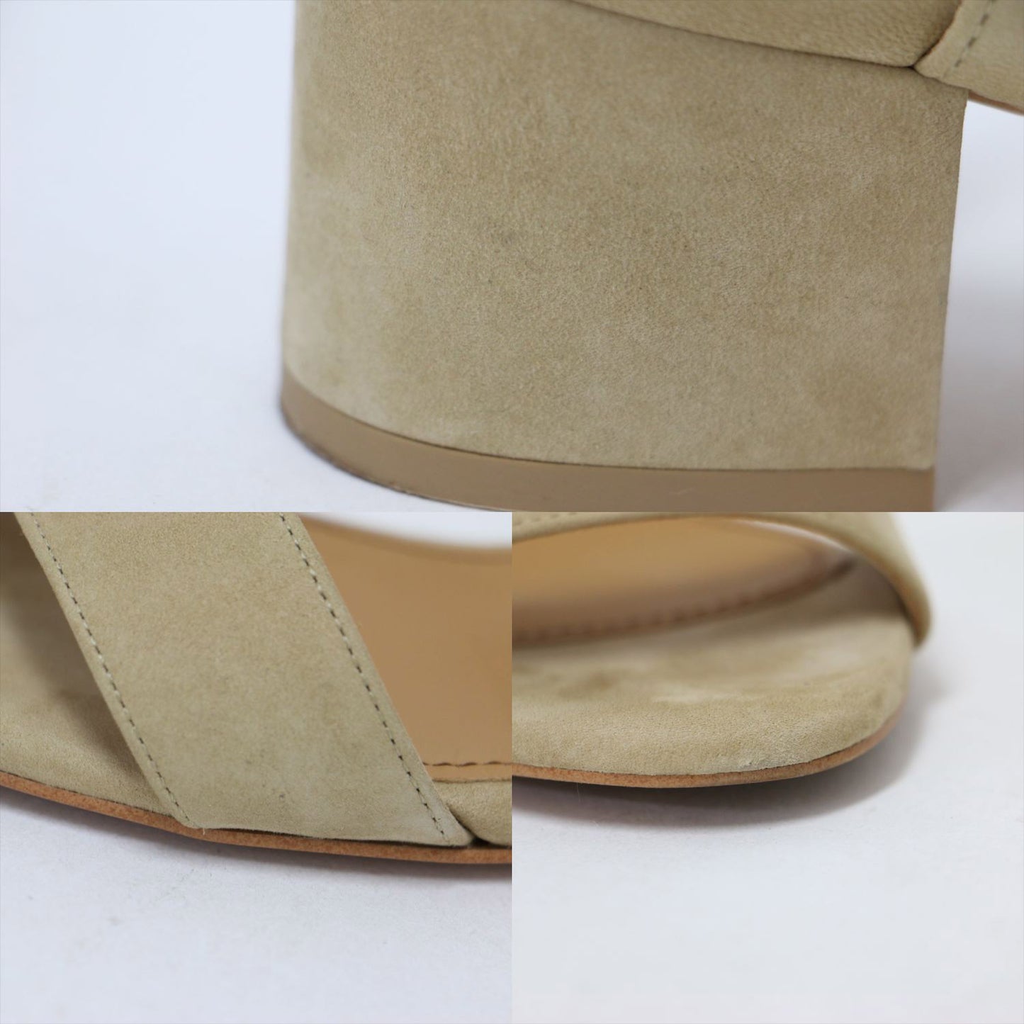 スウェード ストラップ ローヒール サンダル / チャンキーヒール ベルト 牛革