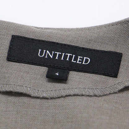 フロントタック キーネック ワンピース / フレンチスリーブ 膝丈 ストレッチ リネン