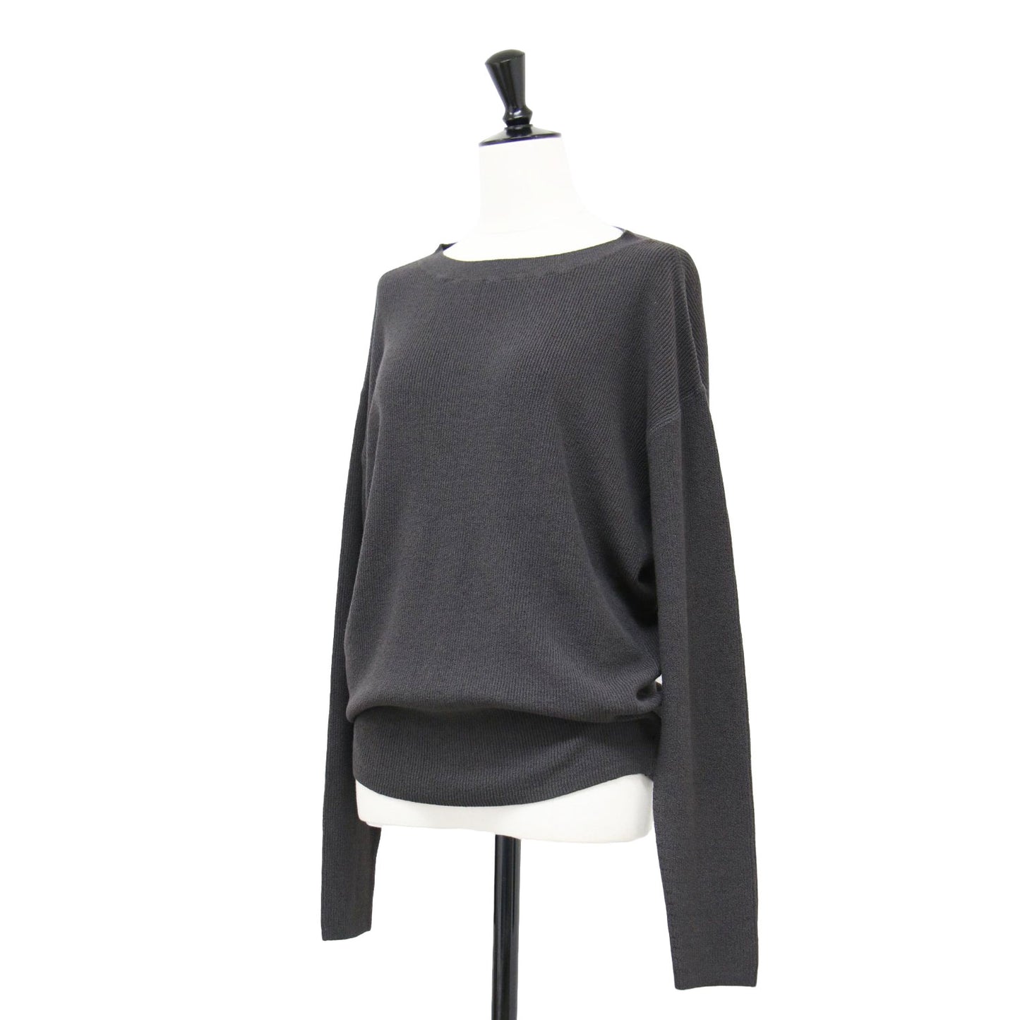25春夏 ボートネック リブ ニット / プルオーバー 長袖 ドロップショルダー ワイド ストレッチ