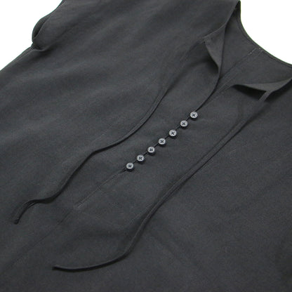 EM フロントボタン ショートスリーブ ワンピース / フレンチスリーブ ロング丈 リボン スリット