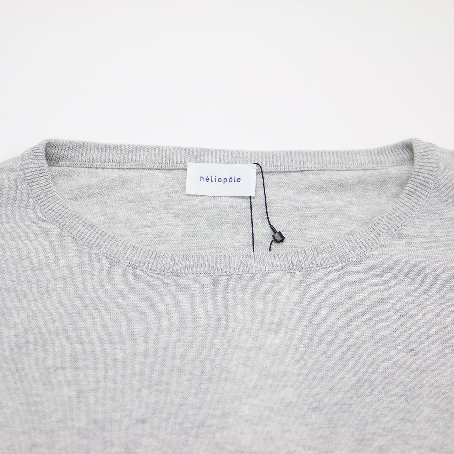 コットン ワイド クルーネック ニット / プルオーバー 7分袖 リブ