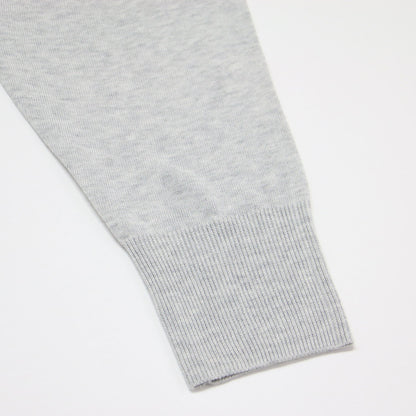 コットン ワイド クルーネック ニット / プルオーバー 7分袖 リブ