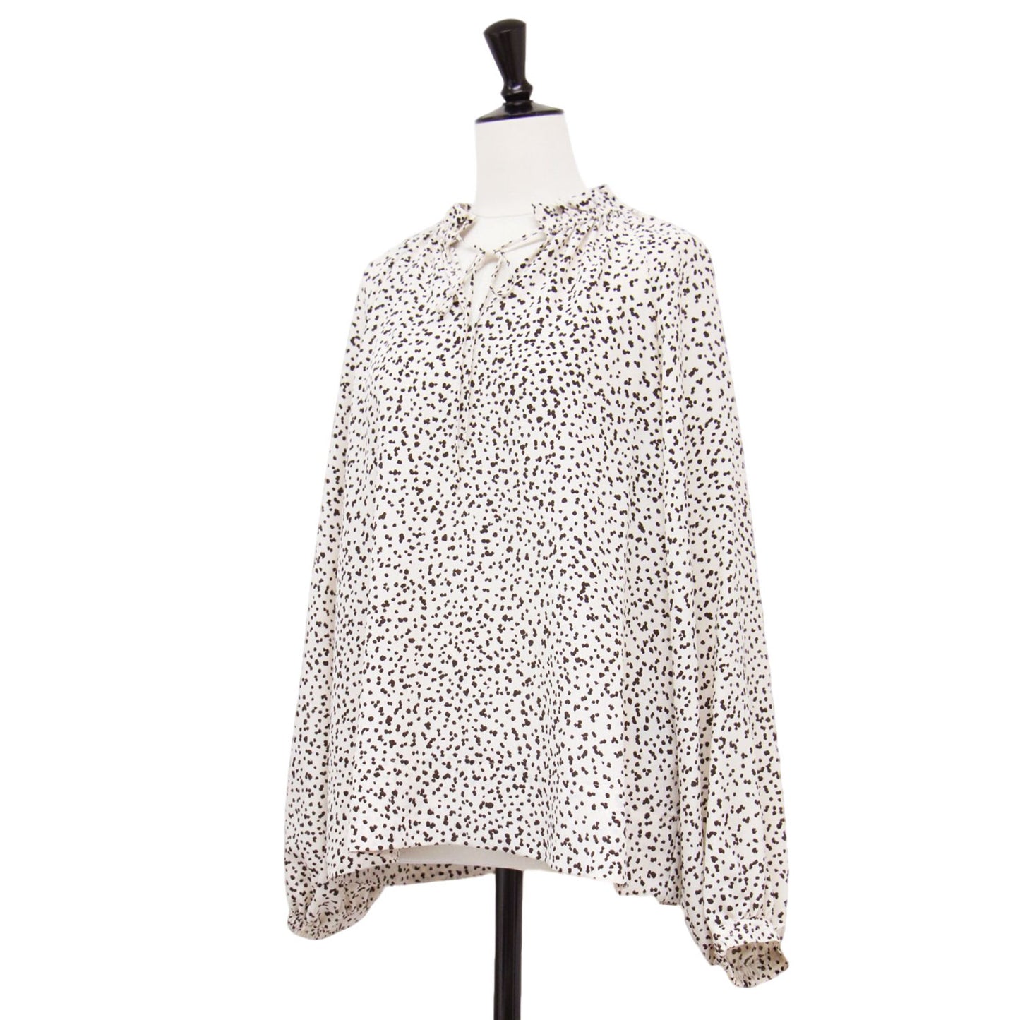 20春夏 ダルメシアン ブラウス / シャツ ボリュームスリーブ ハイネック ギャザー Aライン フレア リボン 総柄