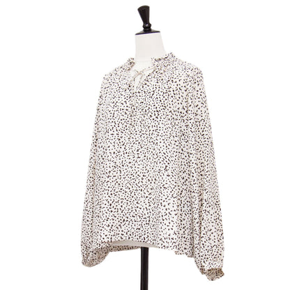 20春夏 ダルメシアン ブラウス / シャツ ボリュームスリーブ ハイネック ギャザー Aライン フレア リボン 総柄