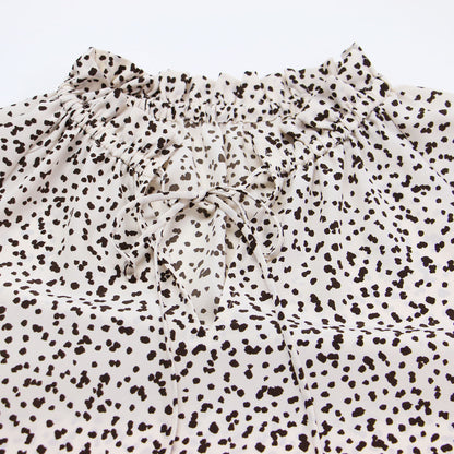 20春夏 ダルメシアン ブラウス / シャツ ボリュームスリーブ ハイネック ギャザー Aライン フレア リボン 総柄