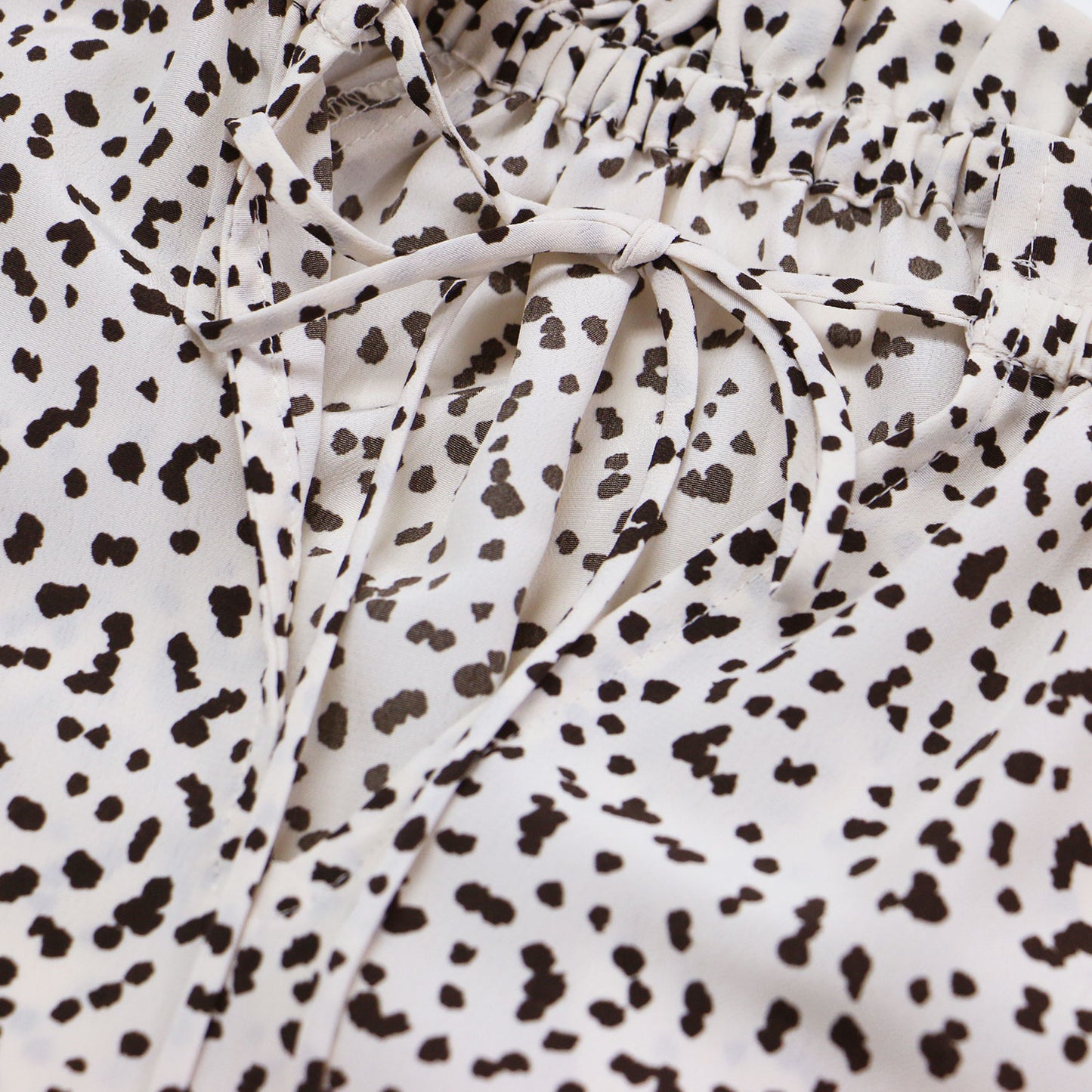 20春夏 ダルメシアン ブラウス / シャツ ボリュームスリーブ ハイネック ギャザー Aライン フレア リボン 総柄