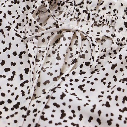 20春夏 ダルメシアン ブラウス / シャツ ボリュームスリーブ ハイネック ギャザー Aライン フレア リボン 総柄