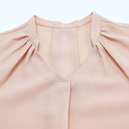 クロスオーバー Vネック ブラウス / シャツ Vネック ギャザー スリット