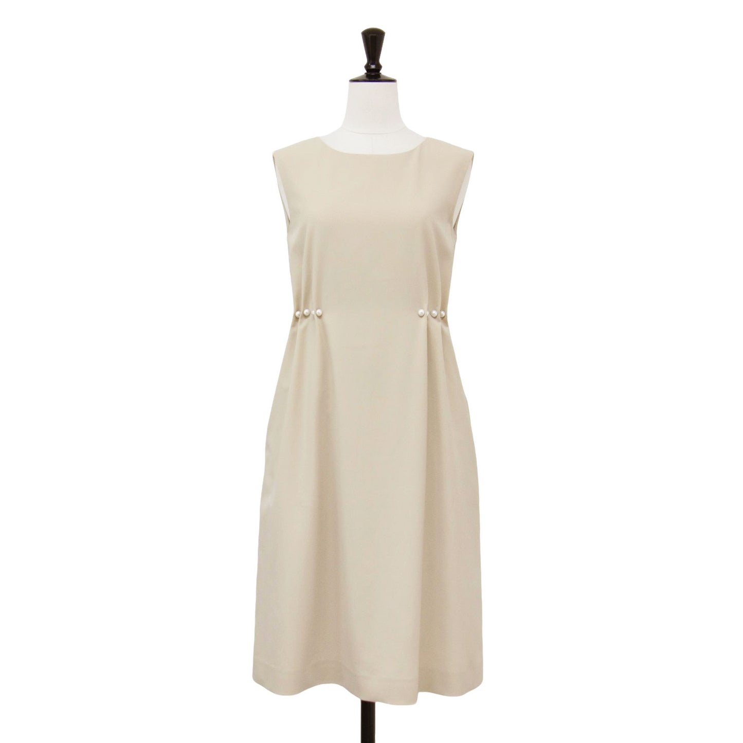 パール タック デザイン ワンピース / ノースリーブ ミディ丈 ギャザー フレア Aライン