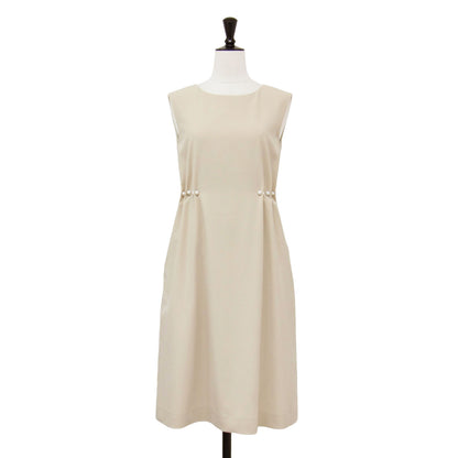 パール タック デザイン ワンピース / ノースリーブ ミディ丈 ギャザー フレア Aライン