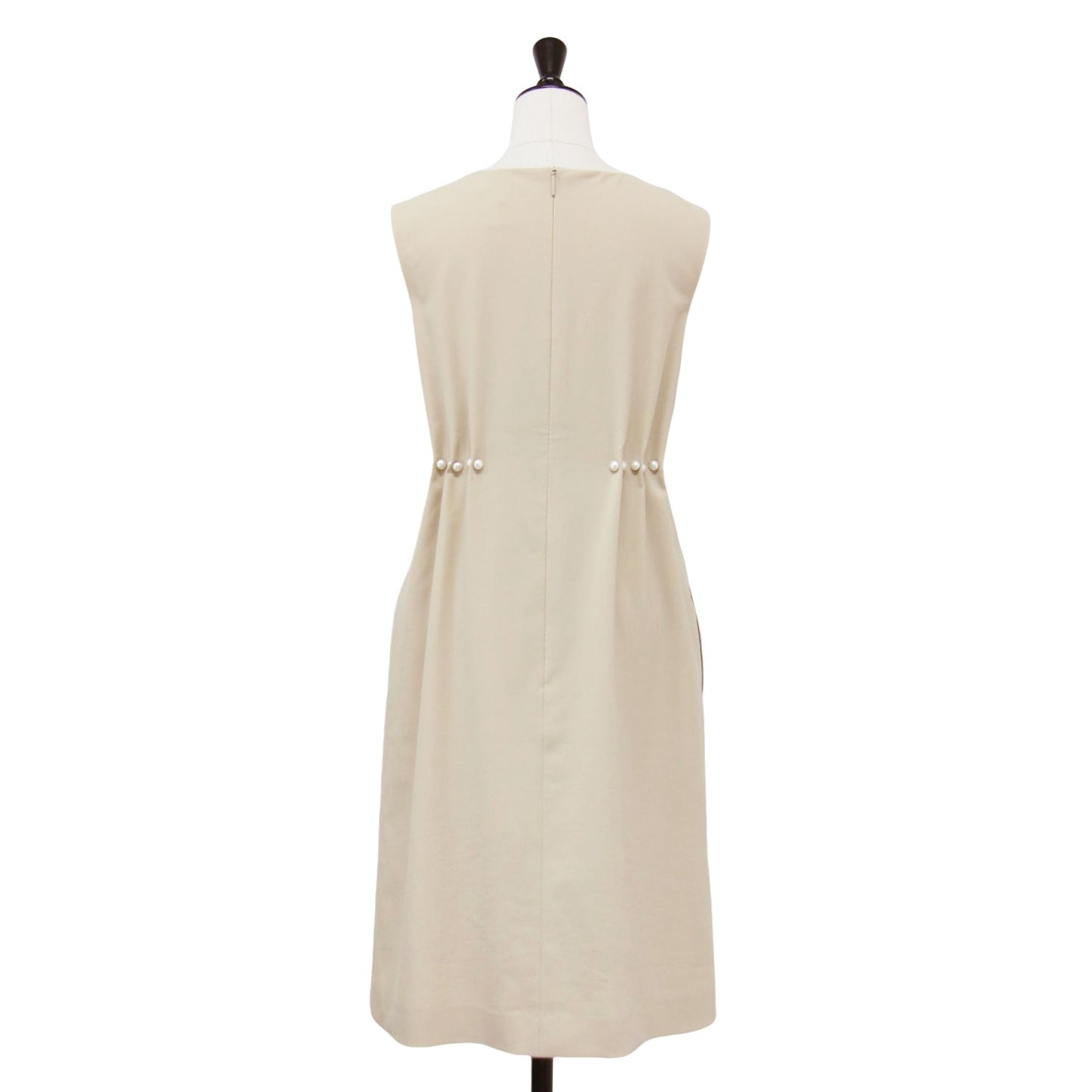 パール タック デザイン ワンピース / ノースリーブ ミディ丈 ギャザー フレア Aライン